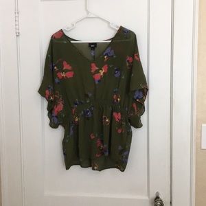 Sheer Floral Print Blouse